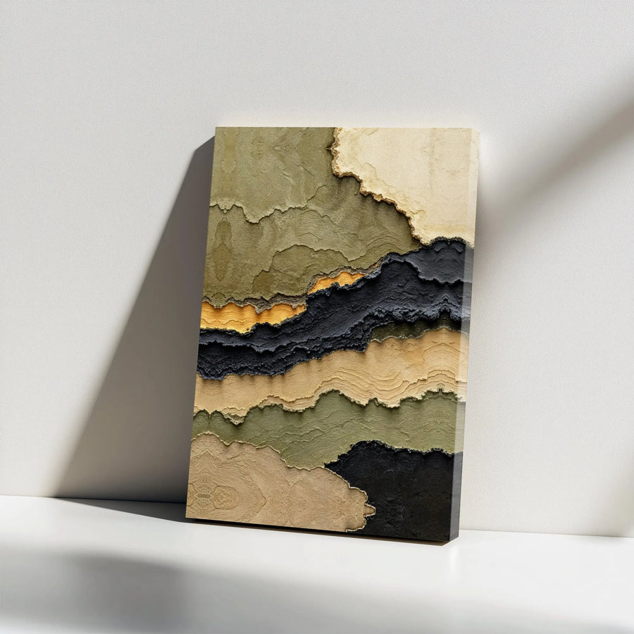 Abstract Textured Canvas Print | Geological Strata Earth Tone Design | Premium Gallery Wrap Canvas | Modern Minimalist Home & Office Decor Gift