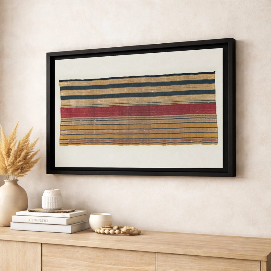 Vintage Striped Textile Wall Art | Bohemian Woven Pattern Print | Gallery-Quality Canvas | Neutral Home Decor Gift