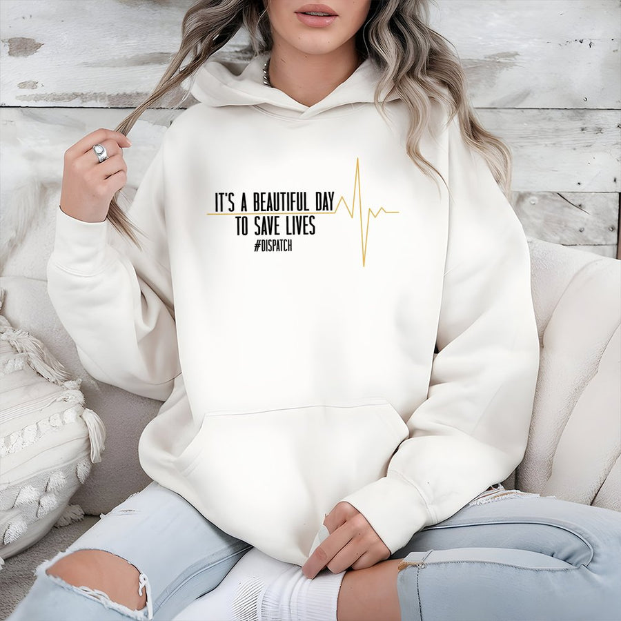 Dispatcher Hoodie | EKG Heartbeat Design | Premium Cotton-Blend | Gift for 911 Emergency Dispatcher and Operator