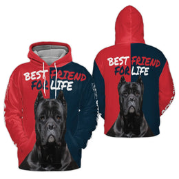 Cane Corso 3D Hoodie | Best Friend For Life Dog Lover Print | Premium Brushed Fleece Pullover | Unique Gift For Dog Mom Or Dad