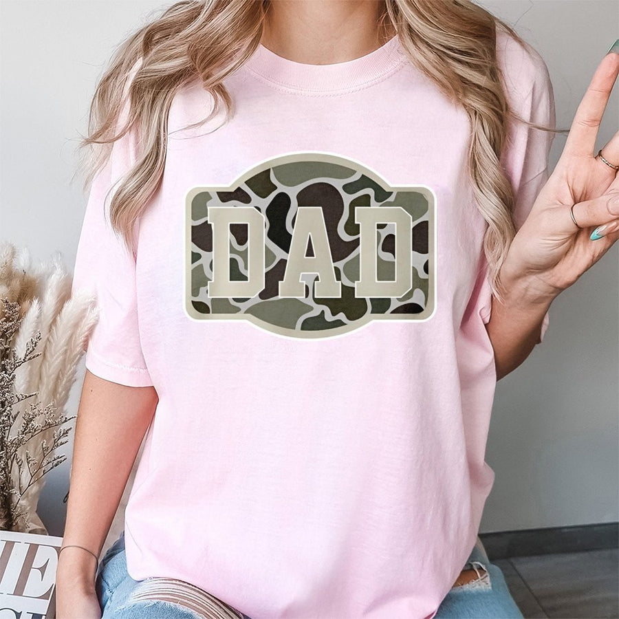 Camo Dad T-Shirt | Military Inspired Graphic Tee | 100% Cotton Premium Quality | Best Gift for Hunting Dads, Army Veterans, and Outdoorsmen