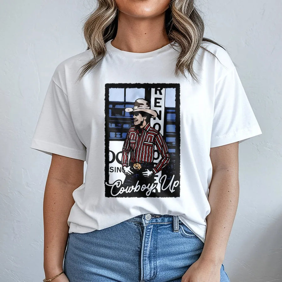 Cowboy Up Western T-Shirt | Vintage Rodeo Ranch Graphic Tee | 100% Cotton Premium Quality | Gift for Country Western Enthusiasts