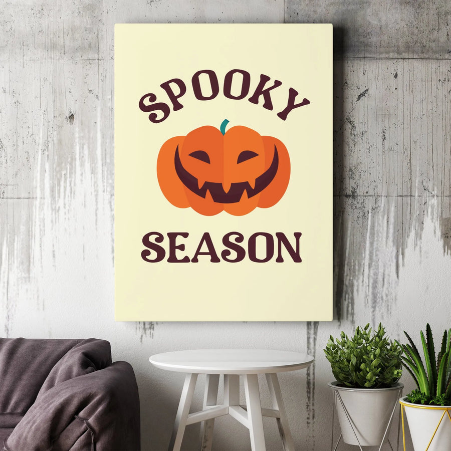 Spooky Season Wall Art | Jack-O'-Lantern Pumpkin Canvas Print | Premium Gallery Wrapped Decor | Modern Halloween Home Gift