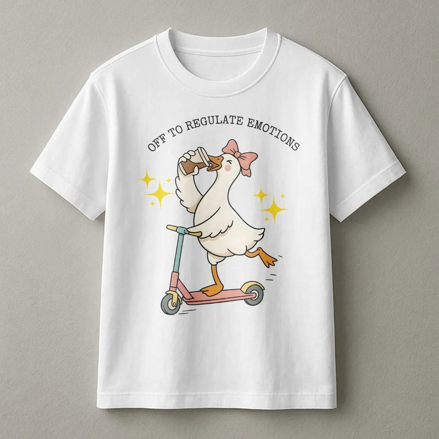 Silly Goose T-Shirt | Off To Regulate Emotions Graphic Sweatshirt | Premium Cotton-Blend Pullover | Gift for Therapist or Teacher