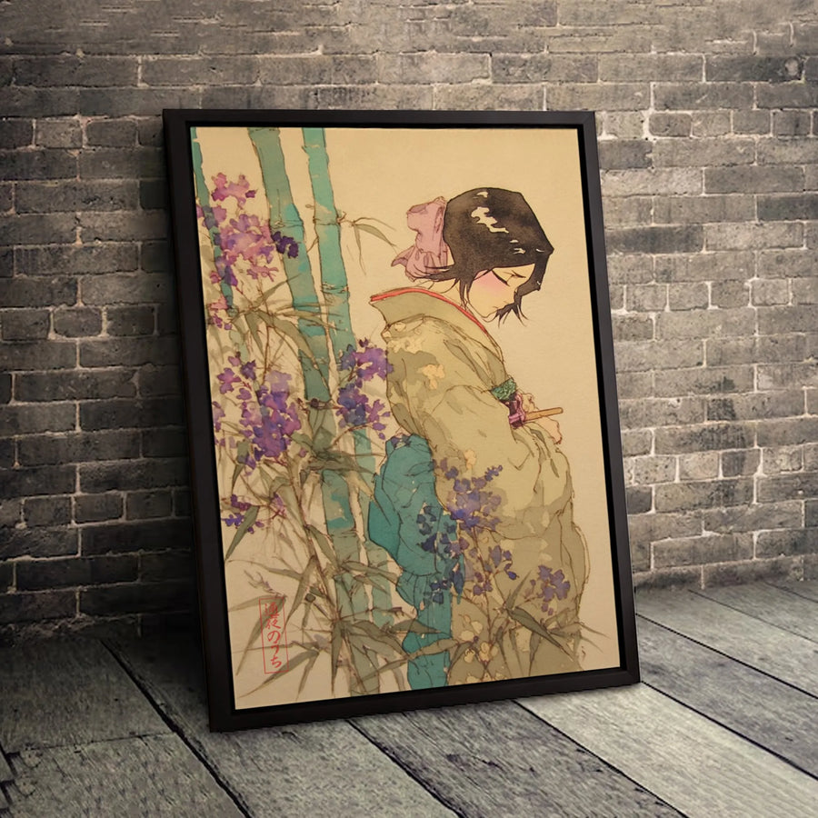 Japanese Art Canvas Print | Elegant Kimono Woman with Bamboo Wall Decor | 1.25-Inch Gallery Wrap | Premium Aesthetic Home Gift