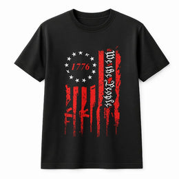 1776 We The People T-Shirt | Patriotic American Flag Gun Rights Design | Premium Cotton Graphic Tee | Gift for Conservatives and Second Amendment Supporters