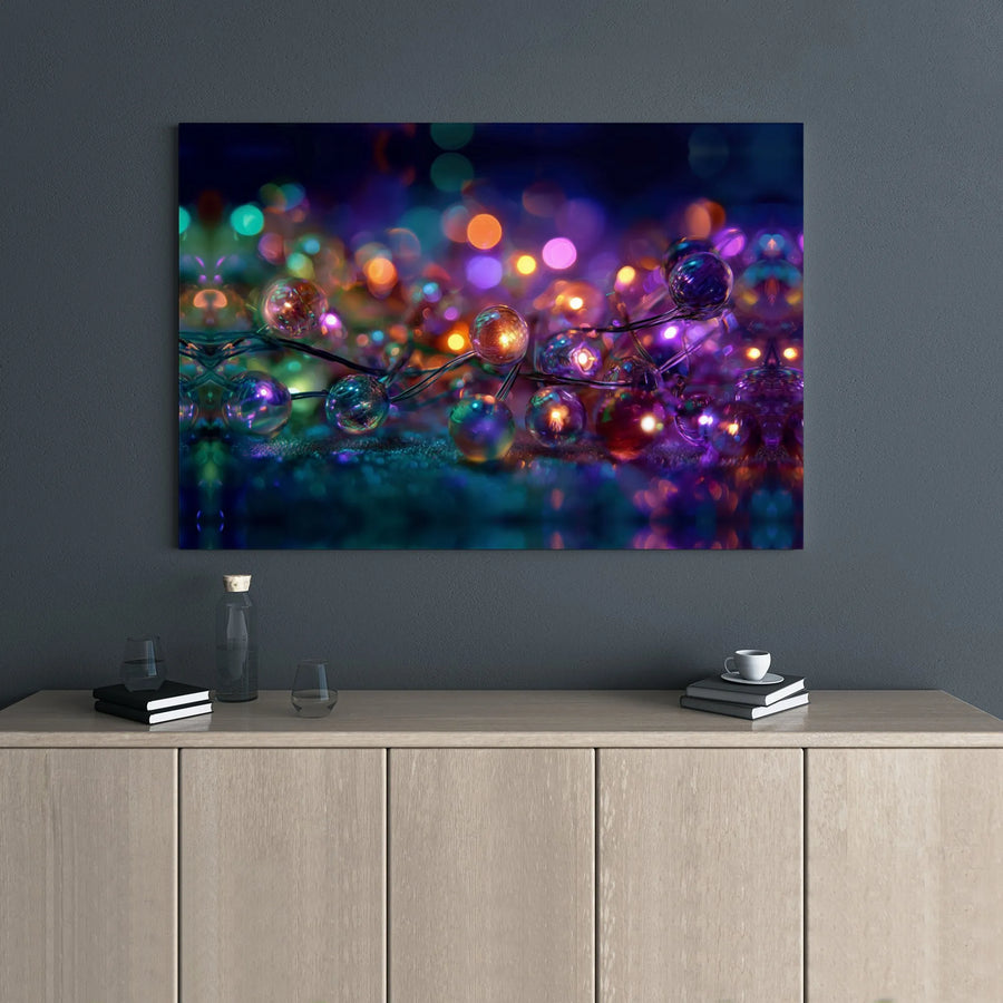 Abstract Bokeh String Lights Canvas Wall Art | Vibrant Festive Fairy Light Print | 1.25” Gallery Wrap | Modern Home Decor Gift