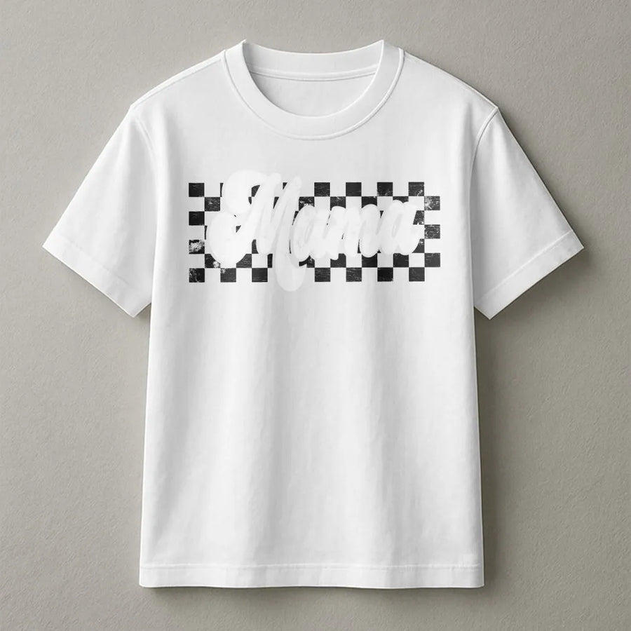 Checkered Mama T-Shirt | Retro Checkerboard Graphic | Premium Soft Cotton | Mother's Day Gift for New Moms