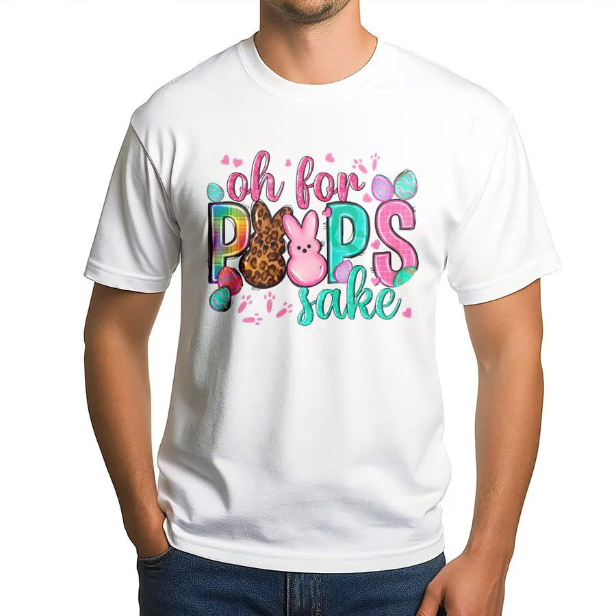Oh For Peeps Sake T-Shirt | Funny Easter Bunny Graphic Tee | Premium 100% Cotton Apparel | Cute Spring Holiday Gift for Women