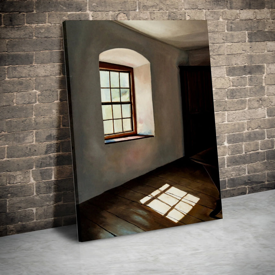 Sunlit Window Canvas Wall Art | Light Reflection Painting Print | Premium Gallery Wrapped Canvas | Rustic Home & Office Decor Gift
