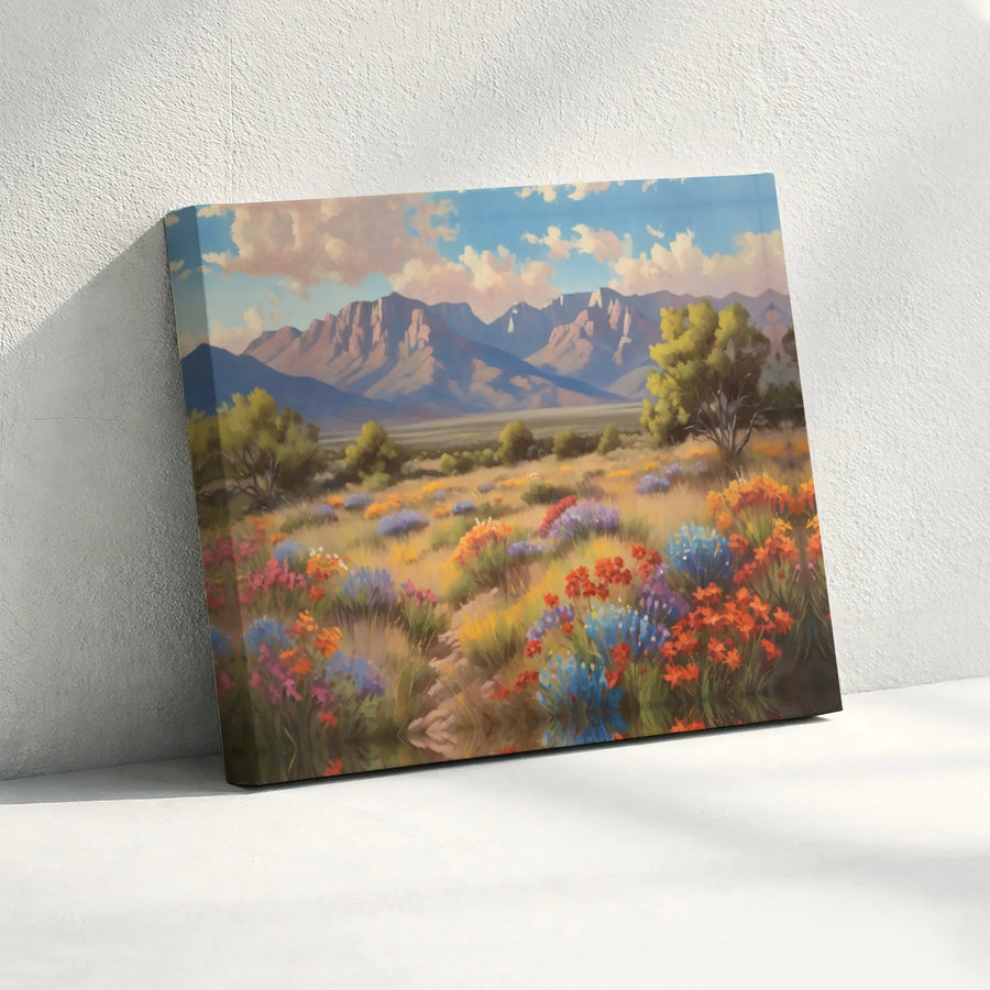 Mountain Wildflower Landscape Canvas Art | Colorful Desert Meadow Print | 1.25-Inch Gallery Wrapped Wall Decor | Nature Lover Gift for Home Office