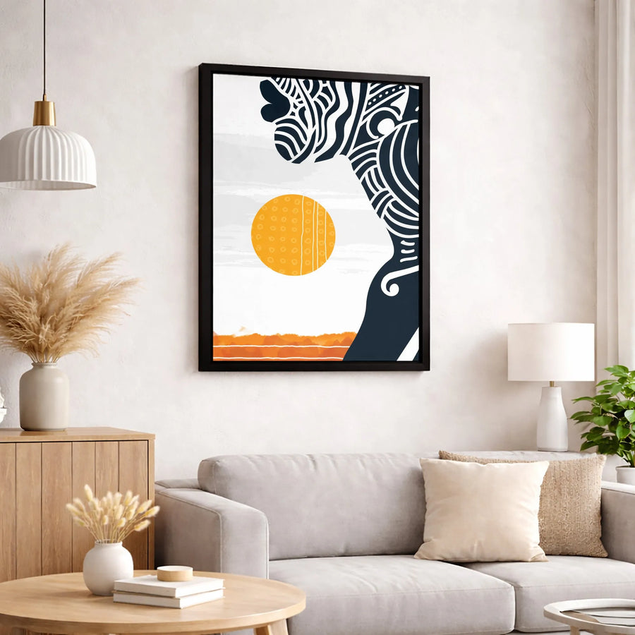 Abstract Woman Silhouette Wall Art | Boho Tribal Pattern Print | Gallery Quality 1.25" Canvas | Modern Living Room Decor