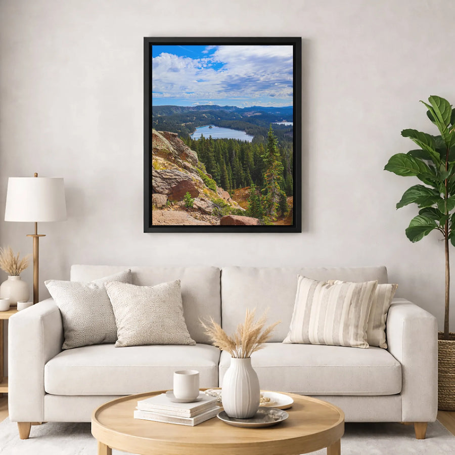 Mountain Lake Landscape Canvas | Serene Evergreen Forest Wall Art | Premium Gallery-Wrapped Print | Nature Lover Home Office Decor Gift