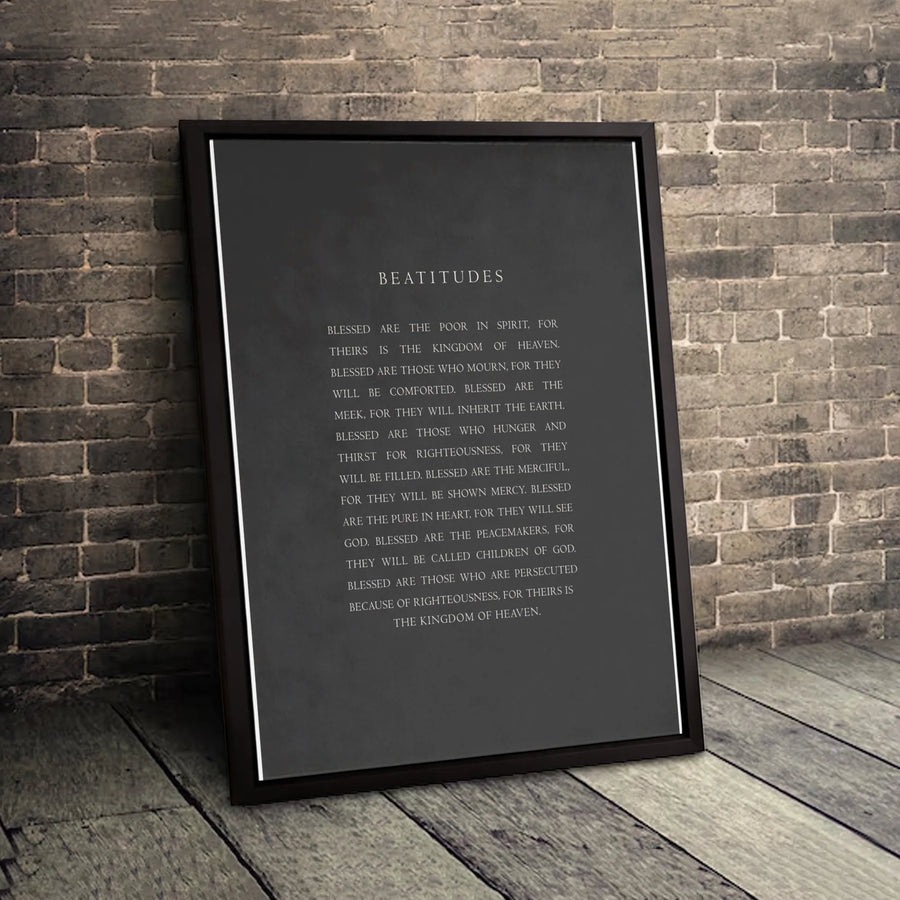 Beatitudes Bible Verse Canvas | Minimalist Christian Scripture Wall Art | Premium Gallery Wrapped Print | Religious Home Decor Gift