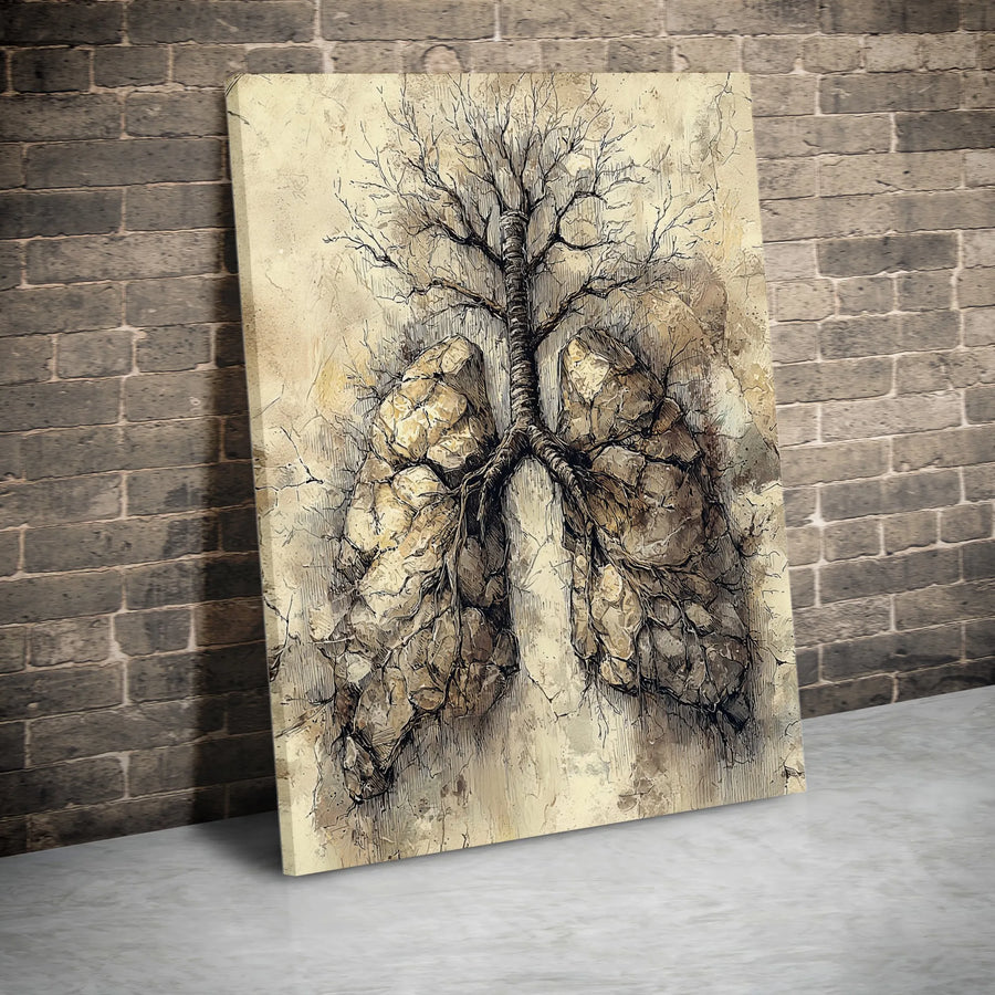 Anatomical Lungs Canvas Wall Art | Surreal Tree of Life Illustration | Premium Gallery Wrapped Canvas | Gift for Doctor or Medical Office Decor