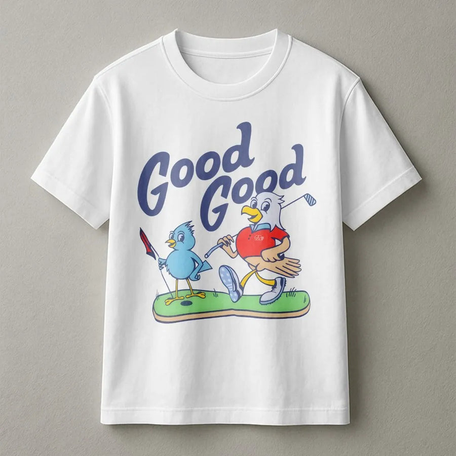 Golf Birdie Graphic T-Shirt | Funny Cartoon Golfers Design | Premium Soft Cotton Tee | Unique Golfer Gift for Men and Women