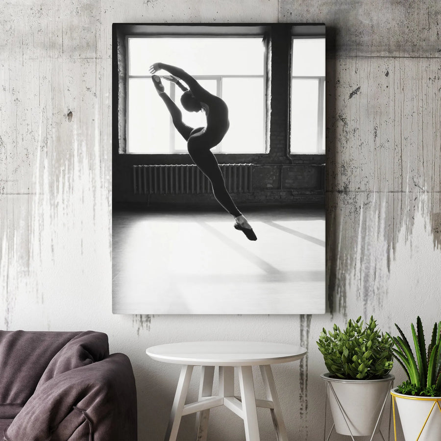 Elegant Dancer Vertical Canvas | Black and White Ballerina Silhouette Photography | Premium High-Resolution Print | Gift for Dancers & Studio Decor