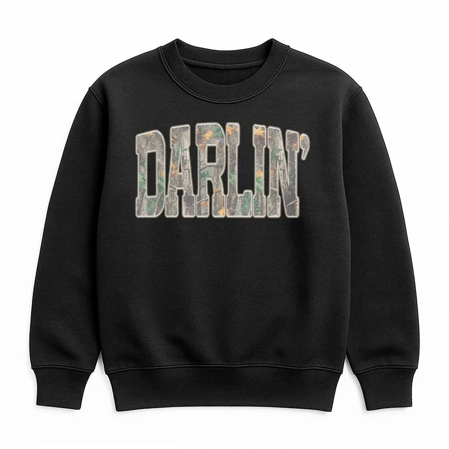Darlin Camo Sweatshirt | Retro Western Country Graphic | Cotton Blend Premium Crewneck | Gift For Cowgirl Women