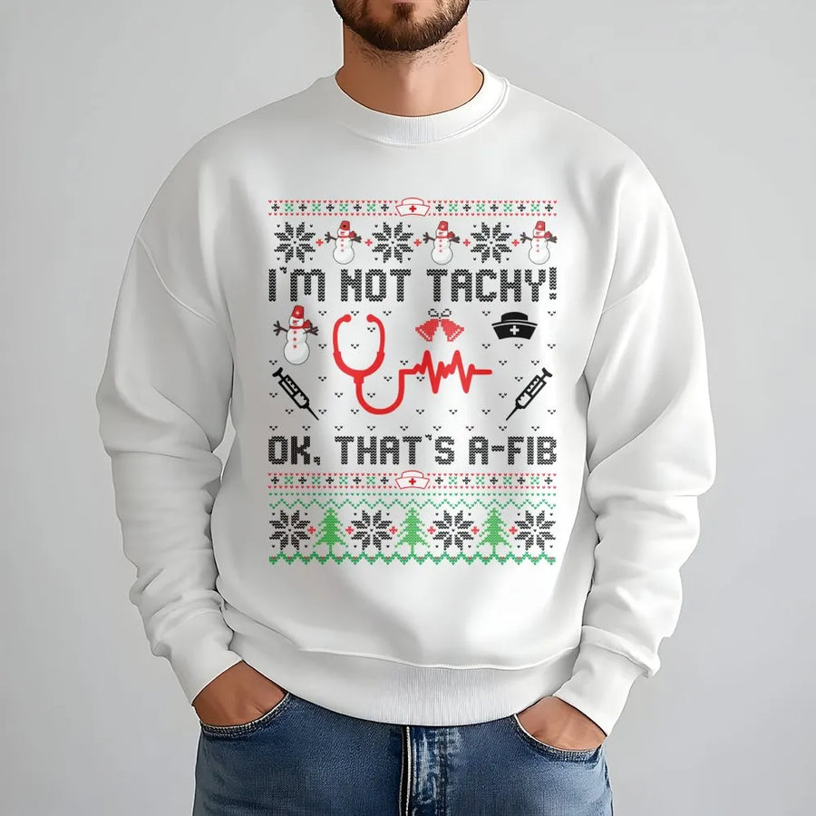 Nurse Ugly Christmas Sweatshirt | Funny Medical Heart Rhythm Pun | Premium Unisex Holiday Apparel | Perfect RN Gift for Nurse Practitioner