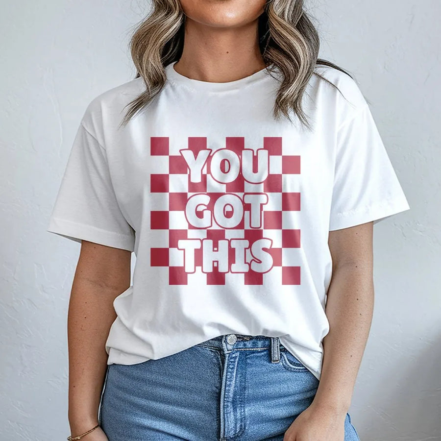 You Got This T-Shirt | Retro Checkerboard Motivational Quote | Soft Cotton Blend | Gift for Teacher or Student Testing Day Apparel