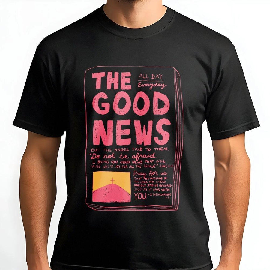 The Good News Christian T-Shirt | Bible Verse Luke 2:10 Graphic Tee | Premium 100% Cotton Apparel | Faith-Based Gift for Men and Women