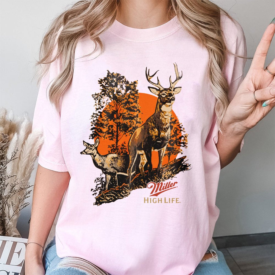 Miller High Life Graphic T-Shirt Unisex Deer Hunting T-Shirt For Men And Women Casual  Top Perfect For Outdoor