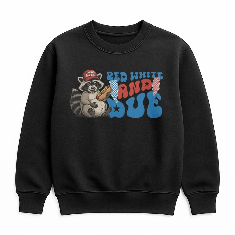 Red White and Due Sweatshirt | Funny Raccoon 4th of July Graphic | Premium Cotton Blend | Gift for Expecting Mom & Baby Announcement