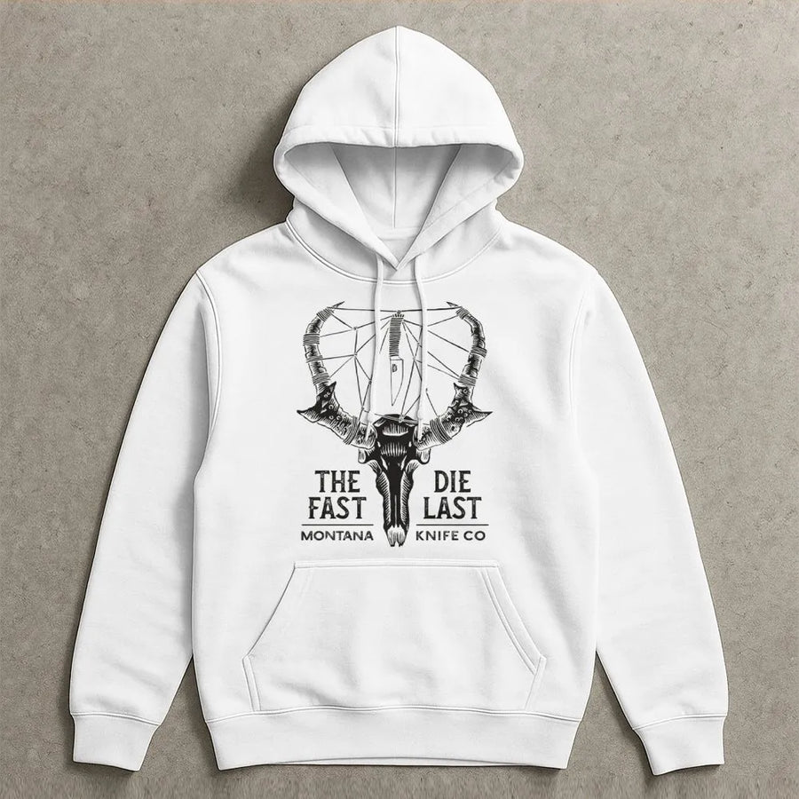Hunting Skull Hoodie | Deer Antler Knife Graphic | Premium Cotton Blend | Gift for Outdoorsmen and Hunters