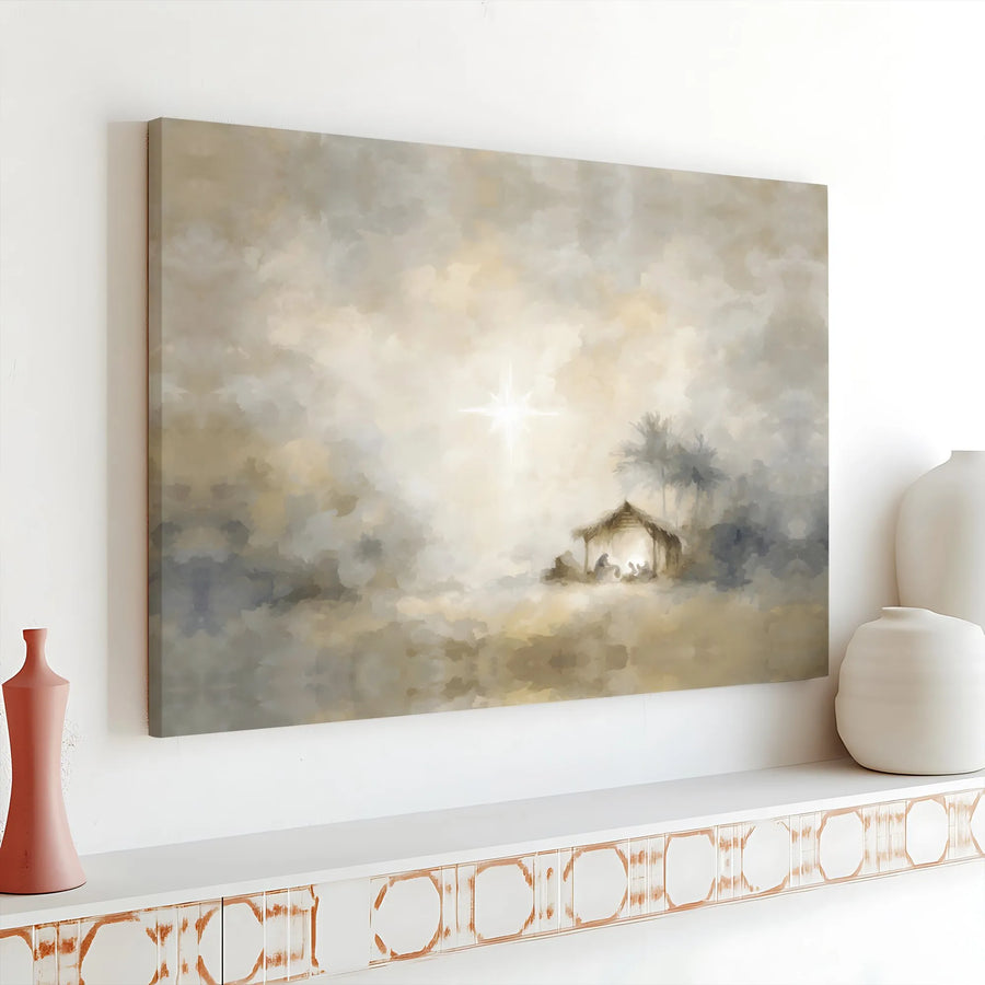 Nativity Scene Canvas Print | Star of Bethlehem Wall Art | Premium Gallery Wrap Decor | Christmas Religious Home Gift