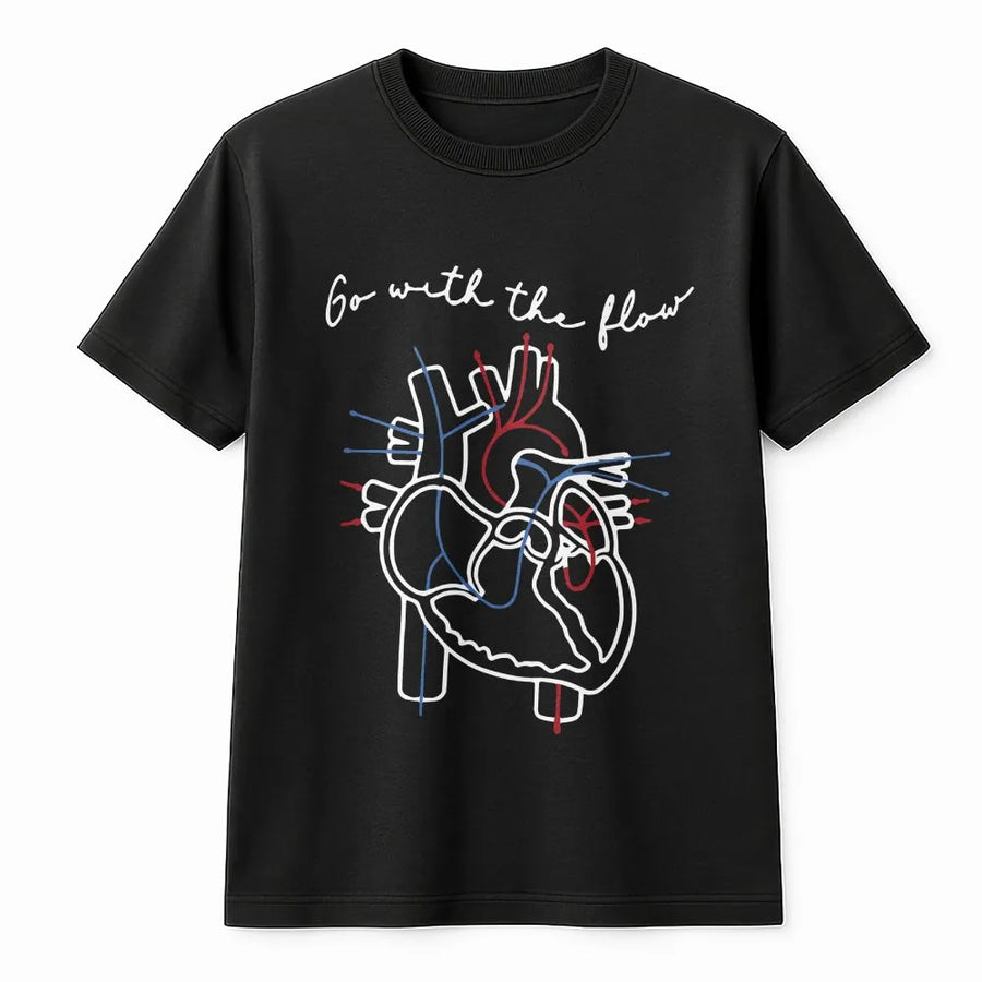 Anatomical Heart T-Shirt | Go With The Flow Cardiology Graphic | Soft Cotton Blend Sweatshirt | Gift for Nurse or Med Student