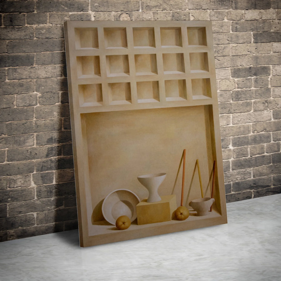Minimalist Still Life Canvas Print | 3D Illusion Architectural Wall Art with Geometric Shapes | Premium 1.25" Thick Gallery Canvas | Modern Home Decor Gift