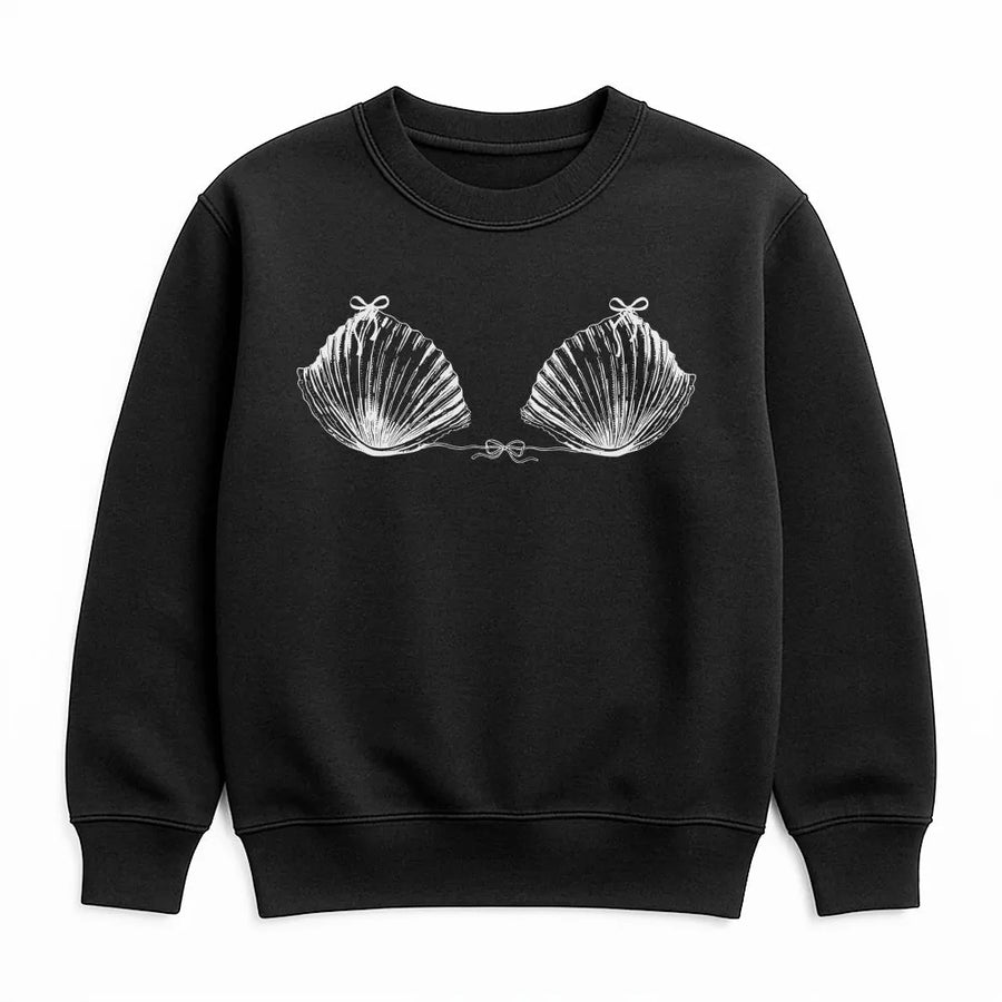 Seashell Sweatshirt | Coquette Bow Seashell Bikini Graphic | Soft Cotton-Blend Unisex Fit | Unique Gift for Beach Lover & Mermaid Core Aesthetic