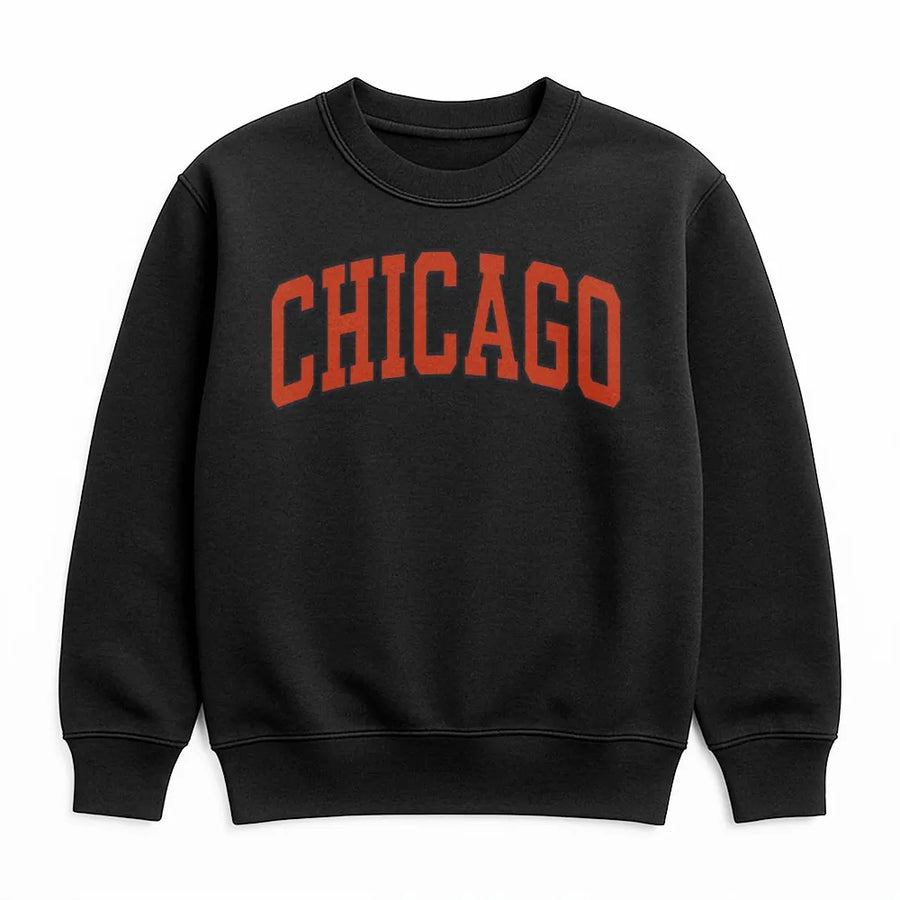 Chicago Sweatshirt | Vintage Style Collegiate Text Design | Premium Cotton Tee | Illinois Hometown Pride Souvenir Gift