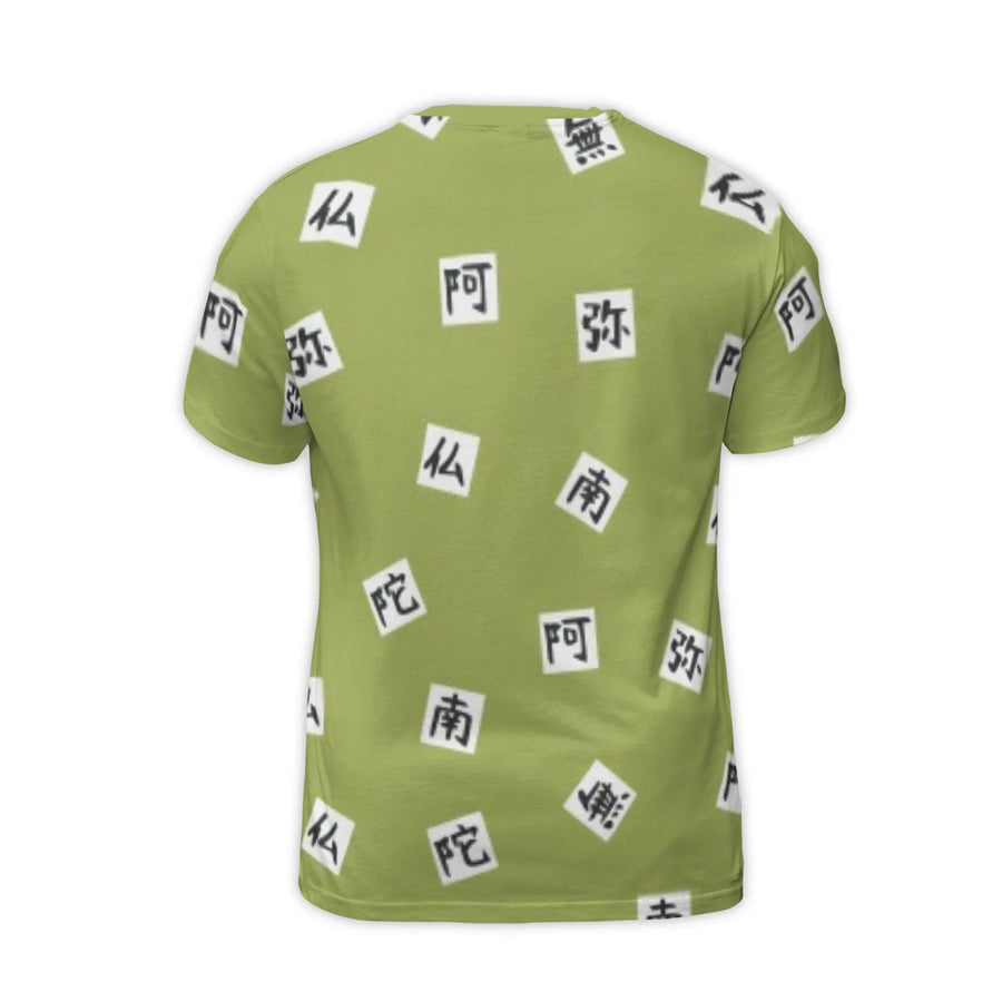 Buddhist Kanji 3D T-Shirt | Namu Amida Butsu Calligraphy Graphic | Premium Stretch Jersey | Spiritual Zen Gift for Meditation Enthusiasts