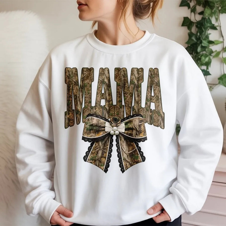 Camo Mama Sweatshirt | Old School Camouflage Print | Premium Cotton Blend | Gift for Hunting Mom or Outdoor Lover