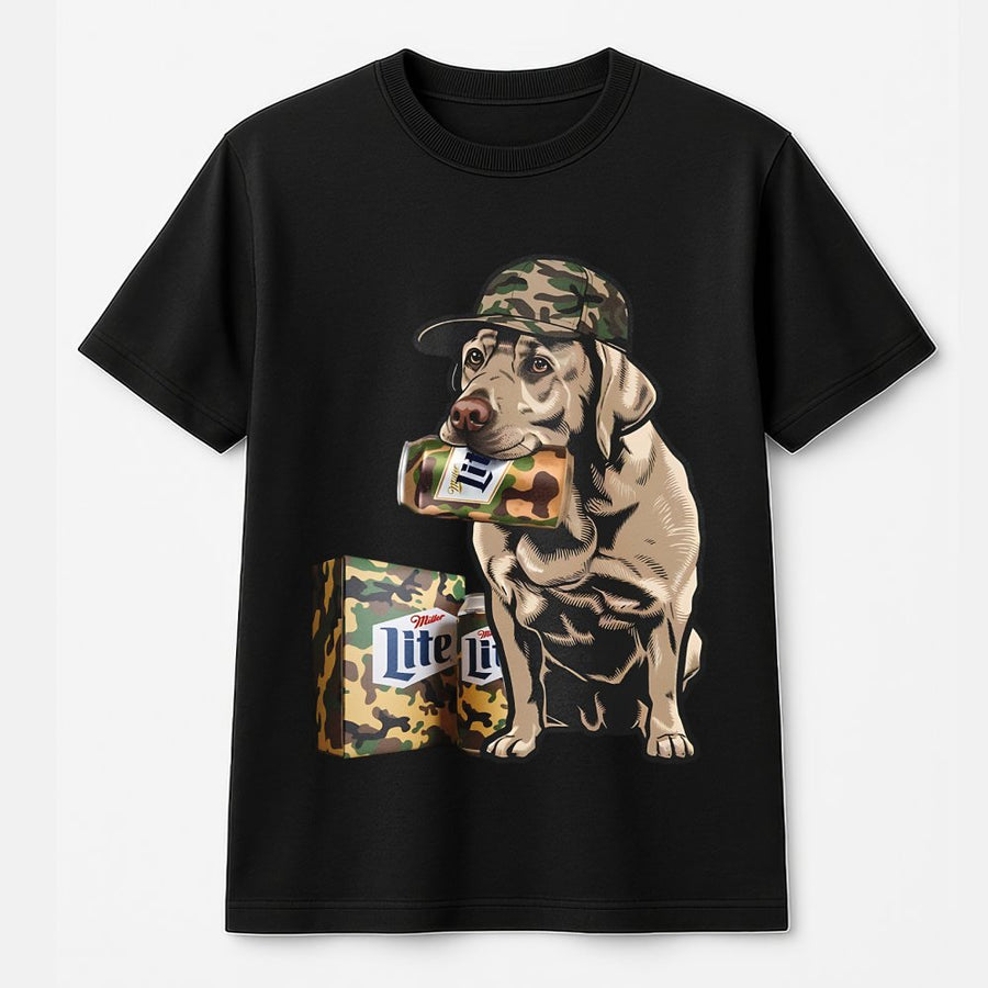 Miler Lite Labrador Hunting Dog Camo Pattern Unisex T-Shirt T-Shirt,Miller Beer Lovers T-Shirt Classic Menswear Tops