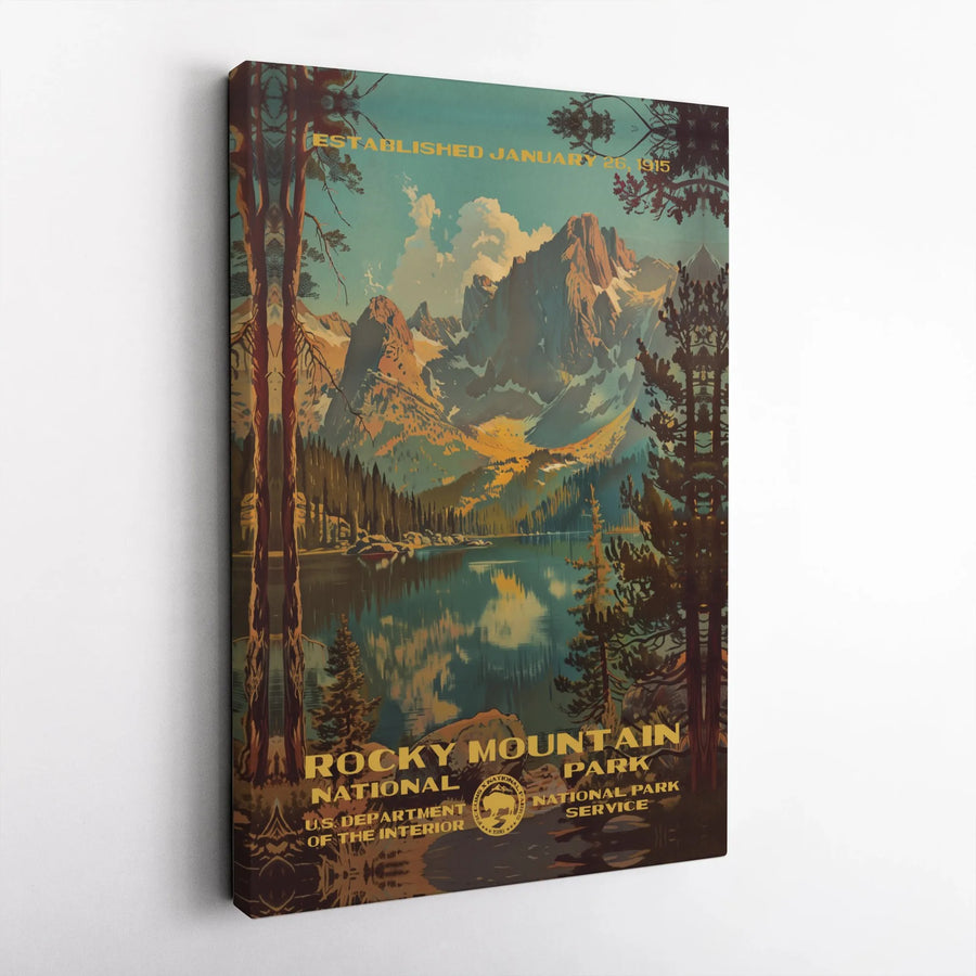 Rocky Mountain National Park Poster | Vintage Travel Wall Art | Premium Gallery-Wrapped Canvas | National Park Decor Gift for Nature Lovers