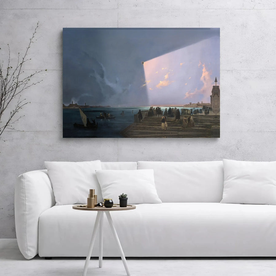 Total Eclipse Over Venice Canvas | Ippolito Caffi Fine Art Print | 1.25 Inch Gallery Wrap | Museum Quality Wall Decor for Home or Office