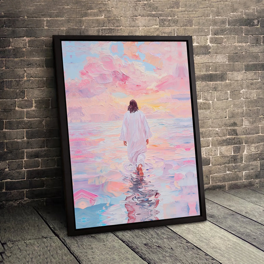 Jesus Walking On Water Canvas Wall Art | Impressionist Oil Painting Style | Premium Fade-Resistant Gallery Wrap | Christian Home Decor Gift