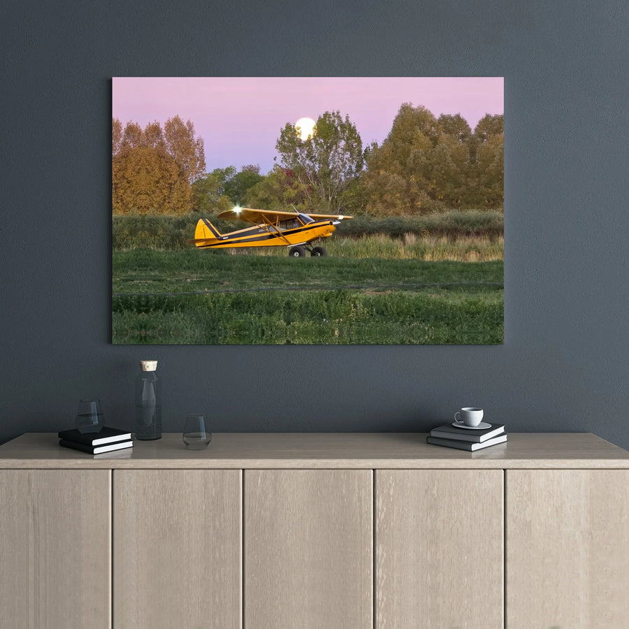 Yellow Bush Plane Canvas Print | Scenic Aviation Landscape Art | Premium Gallery Wrap Wall Decor | Pilot Gift & Aviation Enthusiast Decor