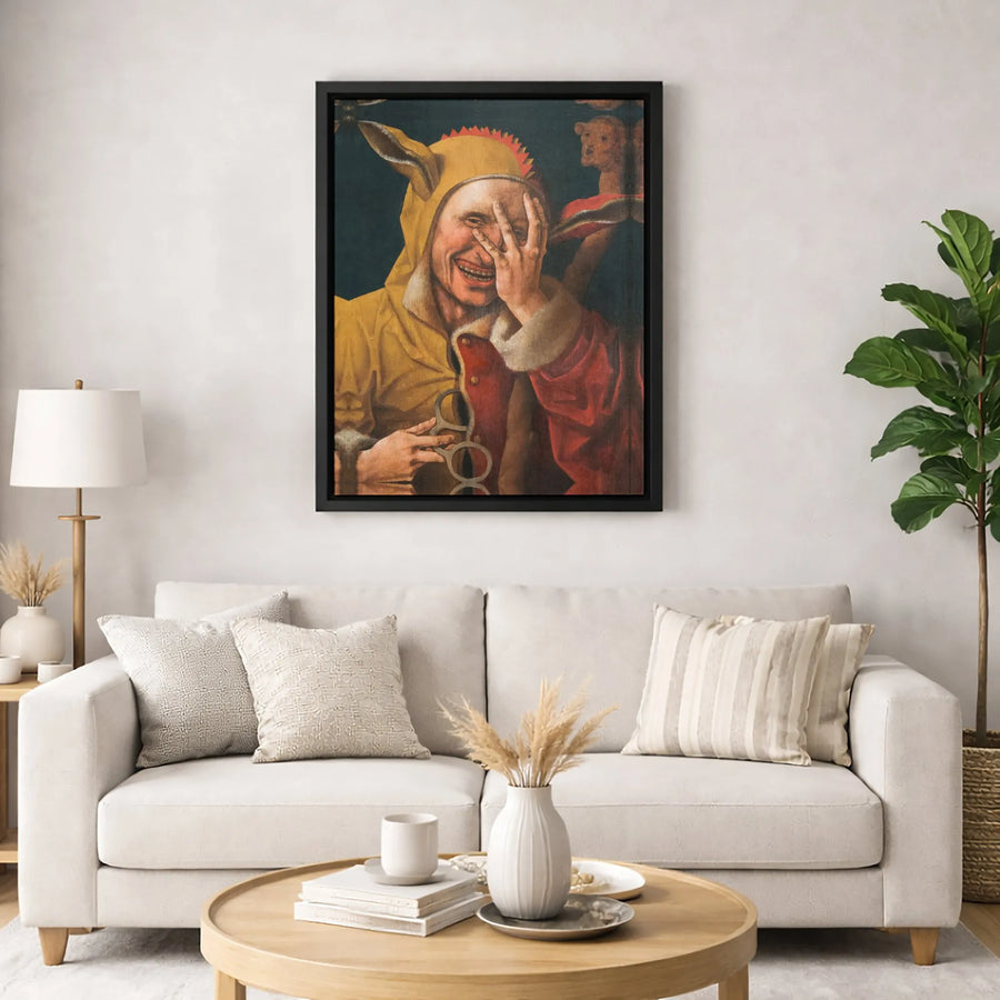 Laughing Jester Renaissance Portrait | Dark Academia Wall Art | Premium 1.25" Gallery Canvas | Moody Home Decor Gift
