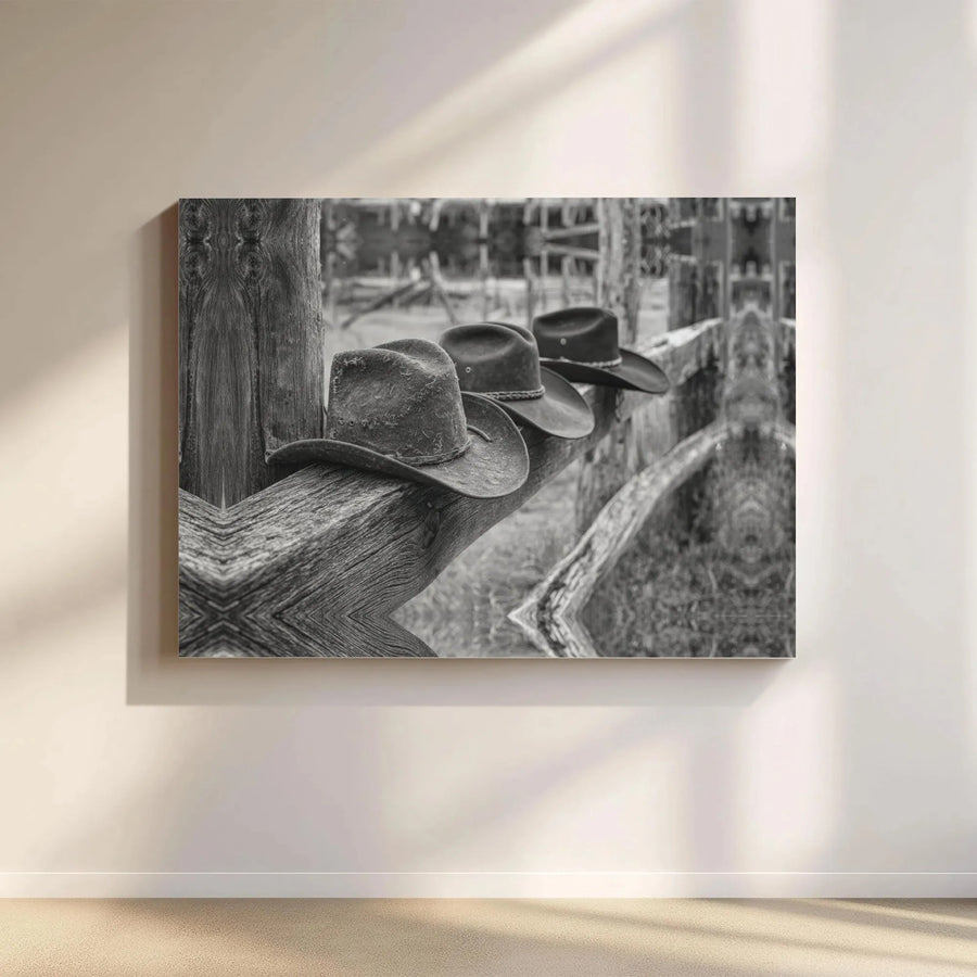 Rustic Cowboy Canvas Wall Art | Black and White Western Photography | Premium Gallery Wrap Canvas | Gift for Men, Ranch Home Decor
