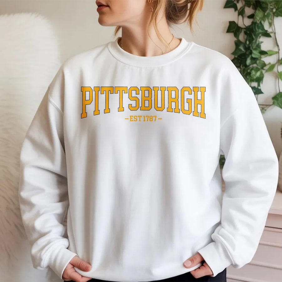 Pittsburgh Sweatshirt | Vintage College Style EST 1787 | Premium Soft Blend | City Pride Souvenir Gift for Men and Women
