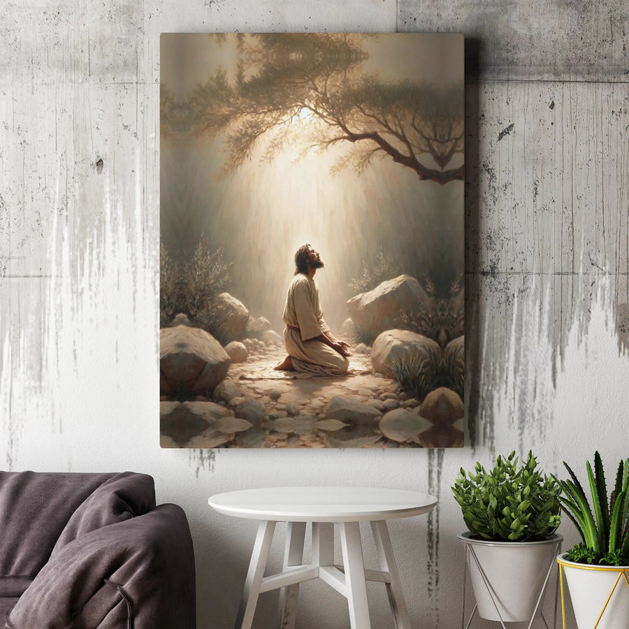 Jesus Praying in Gethsemane Canvas Print | Christian Religious Wall Art | Premium Gallery-Wrapped Decor | Faith-Inspired Gift for Home or Church