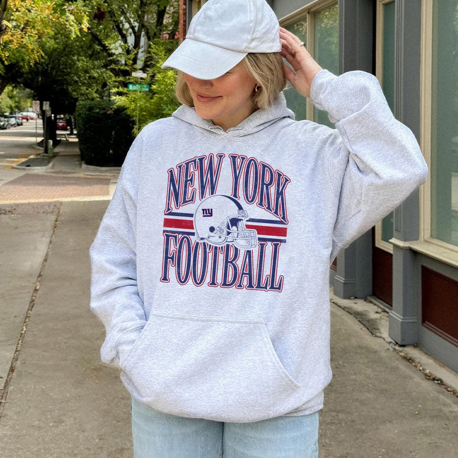 New York Football With New York Giants Ny Logo Helmet Hoodie