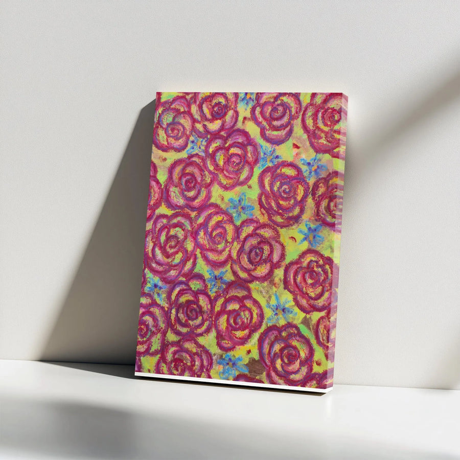 Abstract Floral Canvas Wall Art | Impressionist Pink Rose Pattern | Premium Gallery Wrapped Stretched Print | Botanical Home Decor Gift for Living Room