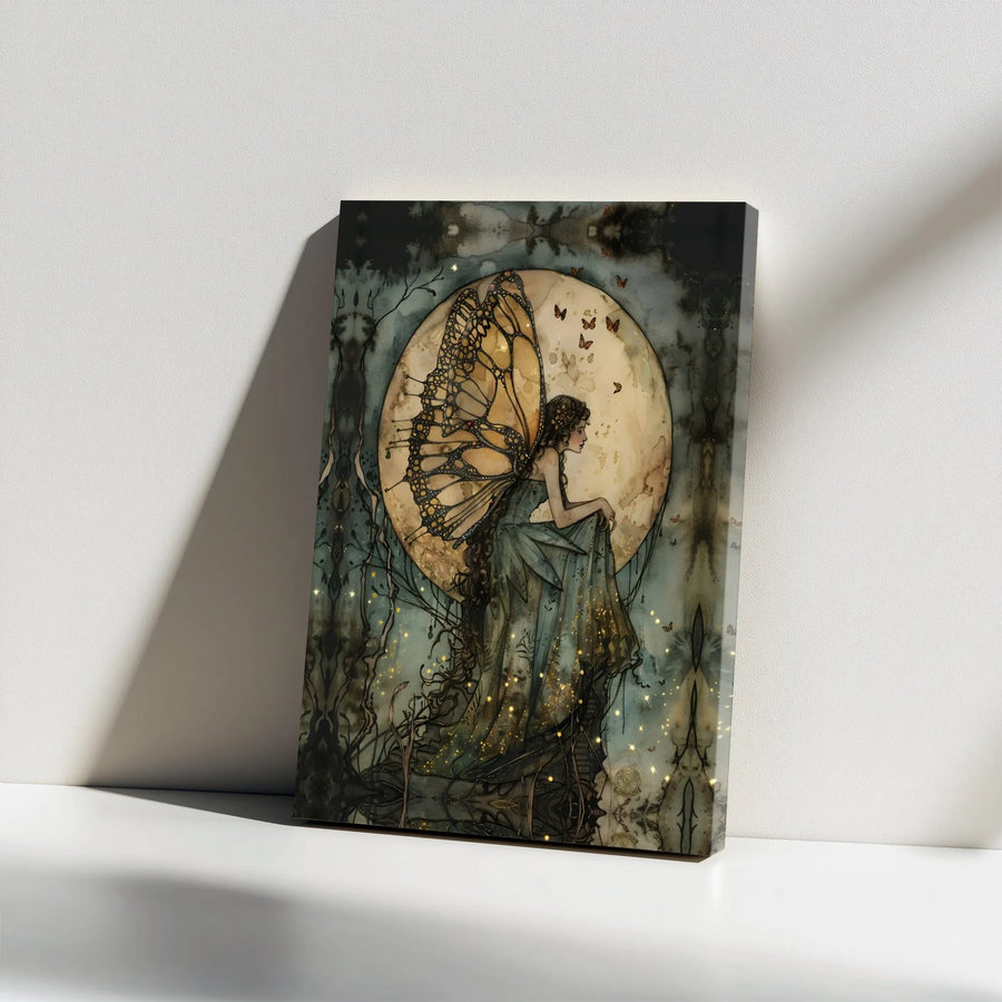 Moonlight Fairy Canvas Print | Whimsical Forest Wall Art | Premium Gallery Wrapped Decor | Enchanted Fantasy Gift for Bedroom