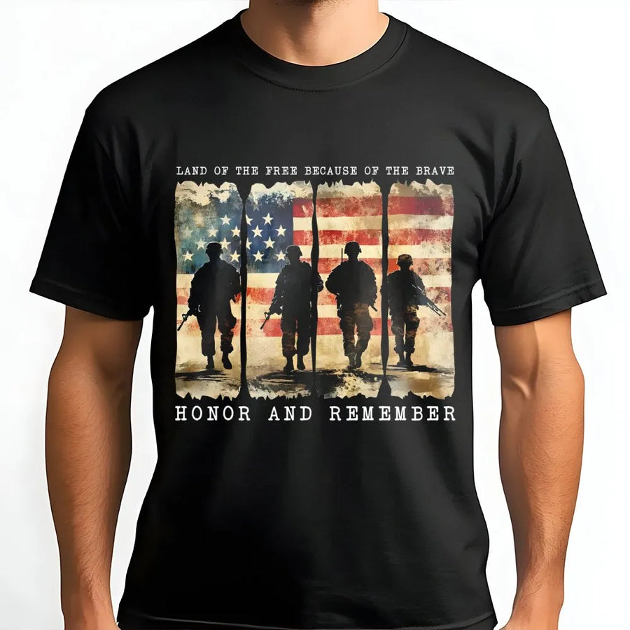 Patriotic Soldier T-Shirt | American Flag Military Silhouette | Premium Soft Cotton | Memorial Day Veteran Gift For Men And Women
