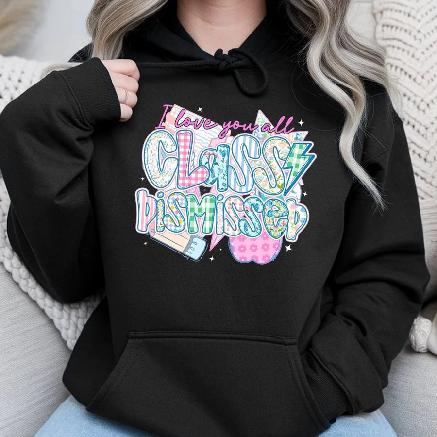 Last Day of School Teacher Hoodie | Retro Class Dismissed Graphic | Comfort Colors Cotton Tee | End of Year Gift for Educators