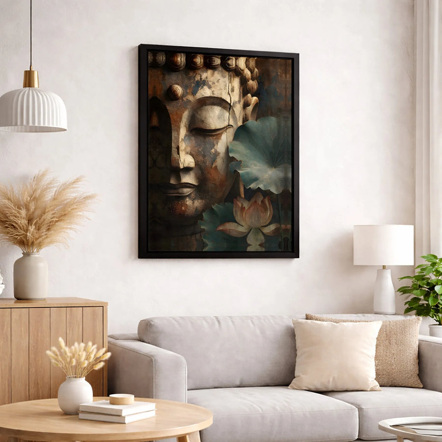 Buddha Canvas Wall Art | Rustic Zen Meditation Decor | Premium Fade-Resistant Print | Spiritual Home Office Wall Decor